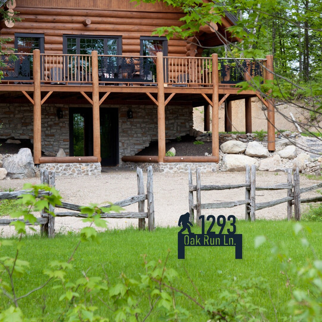 Lawn Address Metal Sign, Bigfoot Metal Address Yard Stake, Address Sign, House Number Sign, Address Sign, Housewarming Gift, Metal Sign