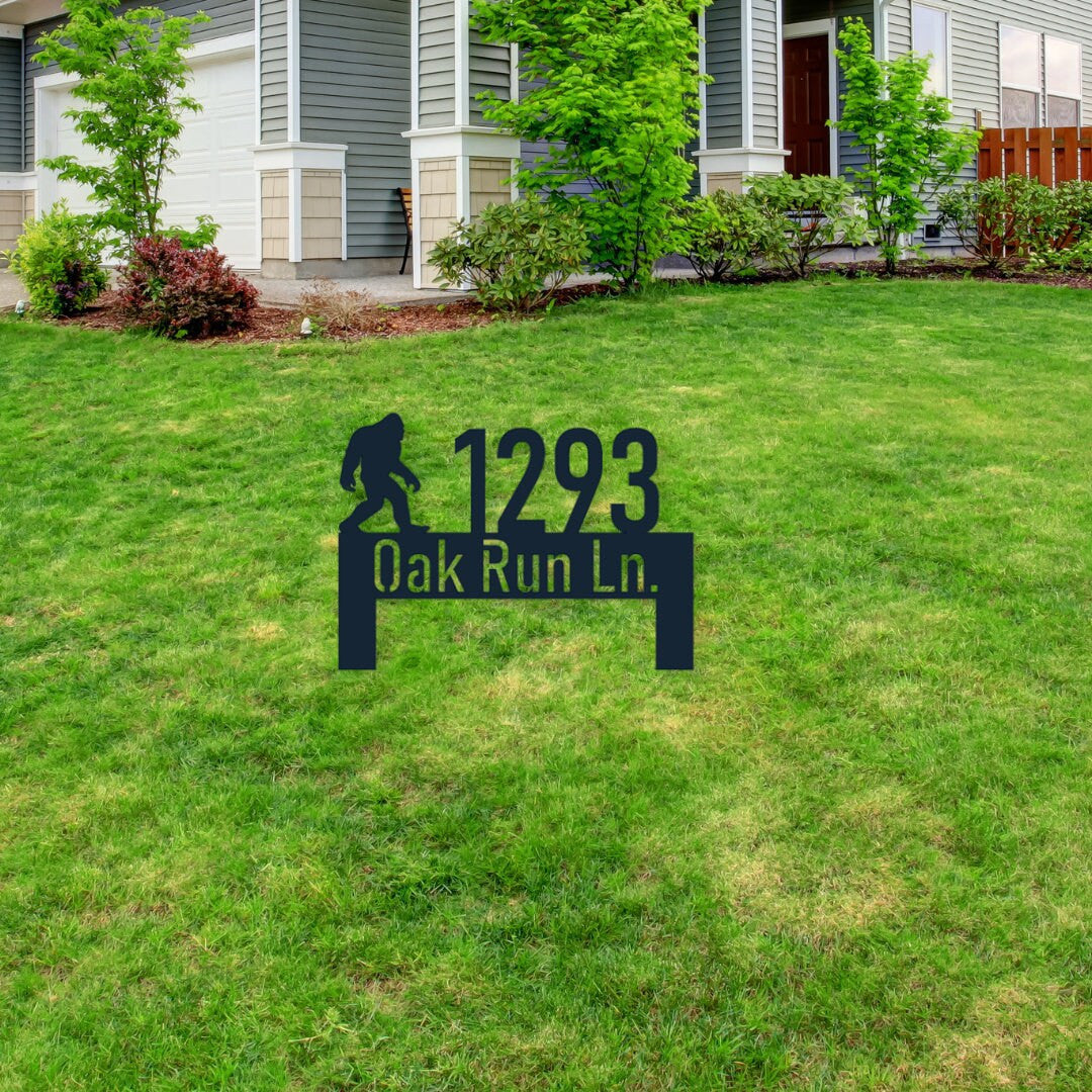 Lawn Address Metal Sign, Bigfoot Metal Address Yard Stake, Address Sign, House Number Sign, Address Sign, Housewarming Gift, Metal Sign