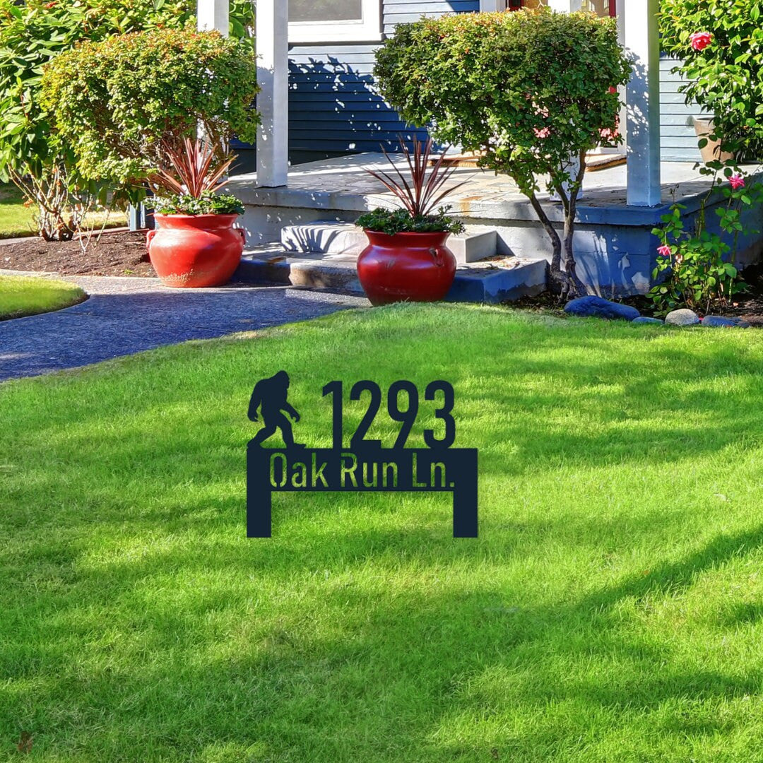 Lawn Address Metal Sign, Bigfoot Metal Address Yard Stake, Address Sign, House Number Sign, Address Sign, Housewarming Gift, Metal Sign