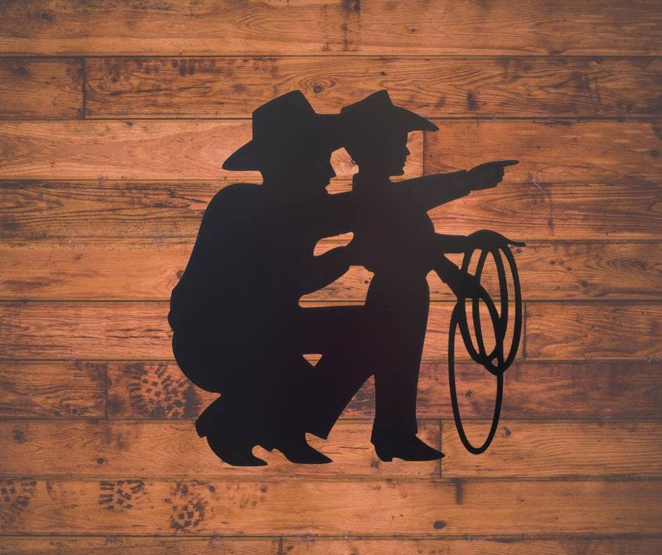 Cowboy and Son Metal Sign, Western Decor, Father's Day, Metal Sign, Cowboy Theme Nursey, Metal Wall Art, Western Signs, Western Decor