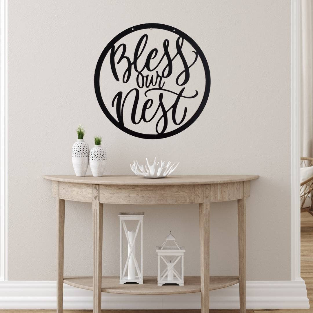 Bless Our Nest Sign, Bless Our Nest Metal Sign, Welcome Sign, Entryway Decor, Gallery Wall Sign, Home Sign, Metal Sign, Metal Words, Gift