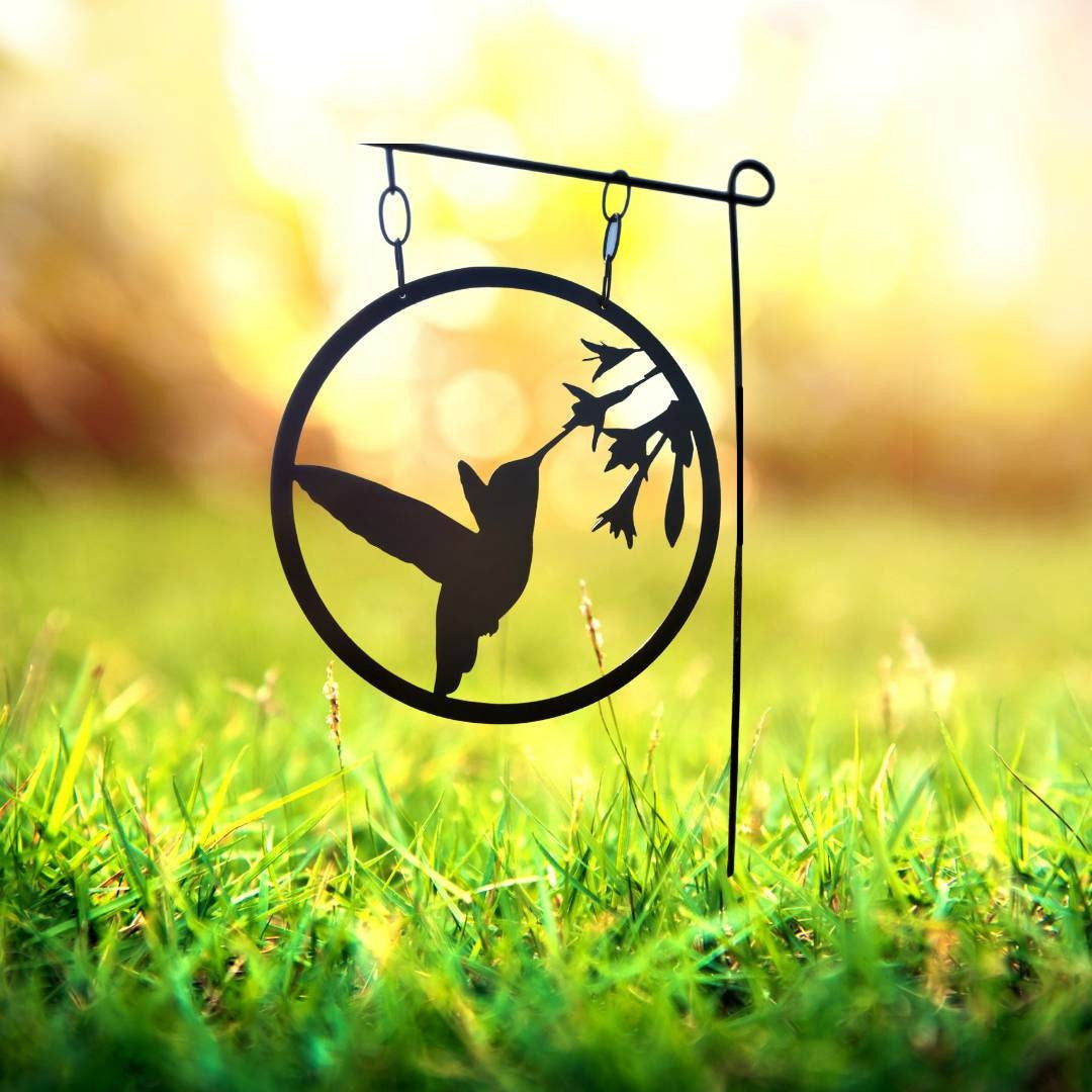 Hummingbird Metal Garden Flag, Garden Flag Hummingbird, Metal Garden Flag, Hummingbird Decor, Garden Decor, Yard Art, Metal Sign, Front Yard