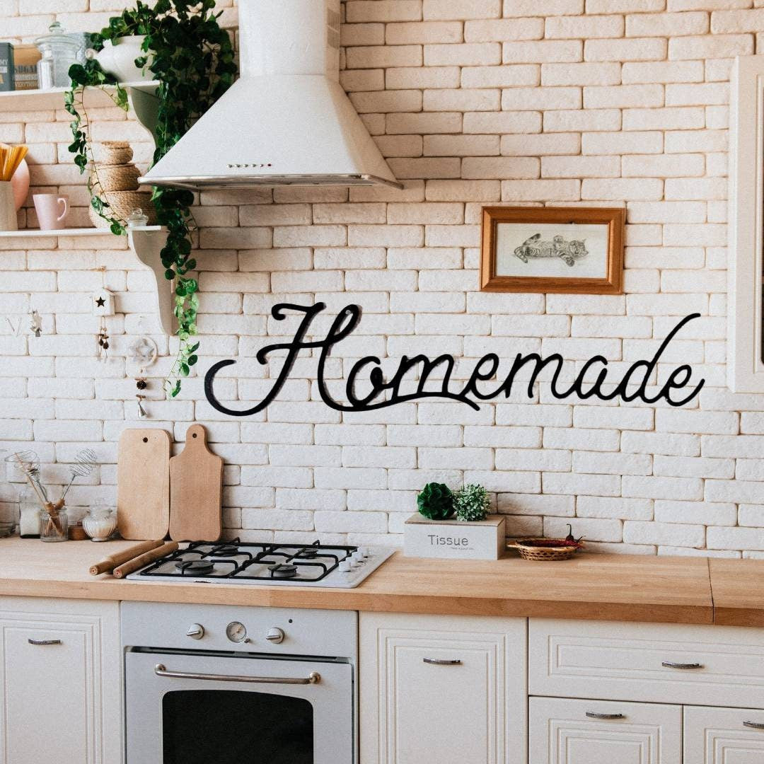 Homemade Metal Sign, Homemade Wall Decor, Homemade Sign, Farmhouse Kitchen Decor, Kitchen Decor, Metal Words, Metal Wall Decor, Word Sign