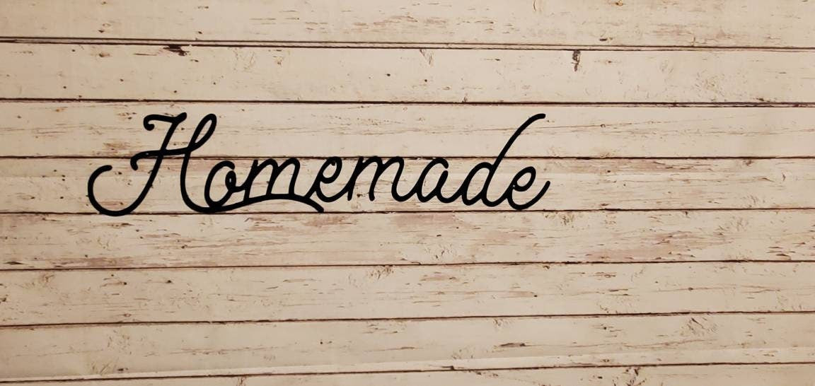 Homemade Metal Sign, Homemade Wall Decor, Homemade Sign, Farmhouse Kitchen Decor, Kitchen Decor, Metal Words, Metal Wall Decor, Word Sign