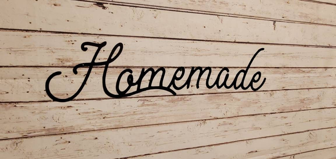 Homemade Metal Sign, Homemade Wall Decor, Homemade Sign, Farmhouse Kitchen Decor, Kitchen Decor, Metal Words, Metal Wall Decor, Word Sign