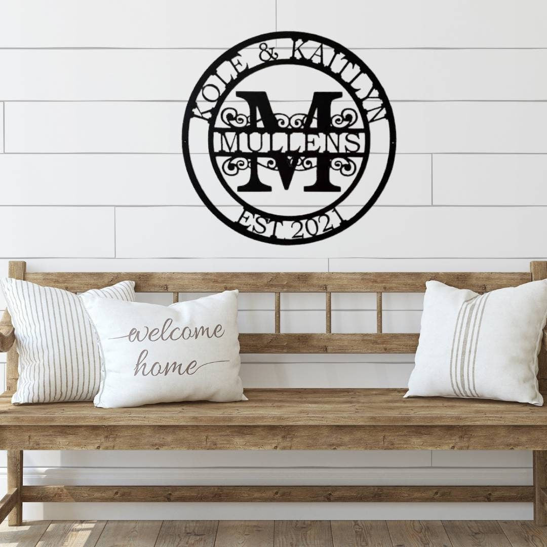 Custom Metal Sign, Established Monogram Metal Sign, Elegant Split Letter Monogram, Metal Sign, Wedding Gift, Personalized Sign