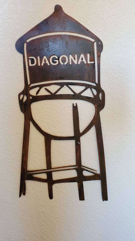 Custom Town Name Water Tower, Metal Wall Art, Hometown Water Tower, Personalized, Metal Sign, Metal Art, Entryway, Housewarming Gift