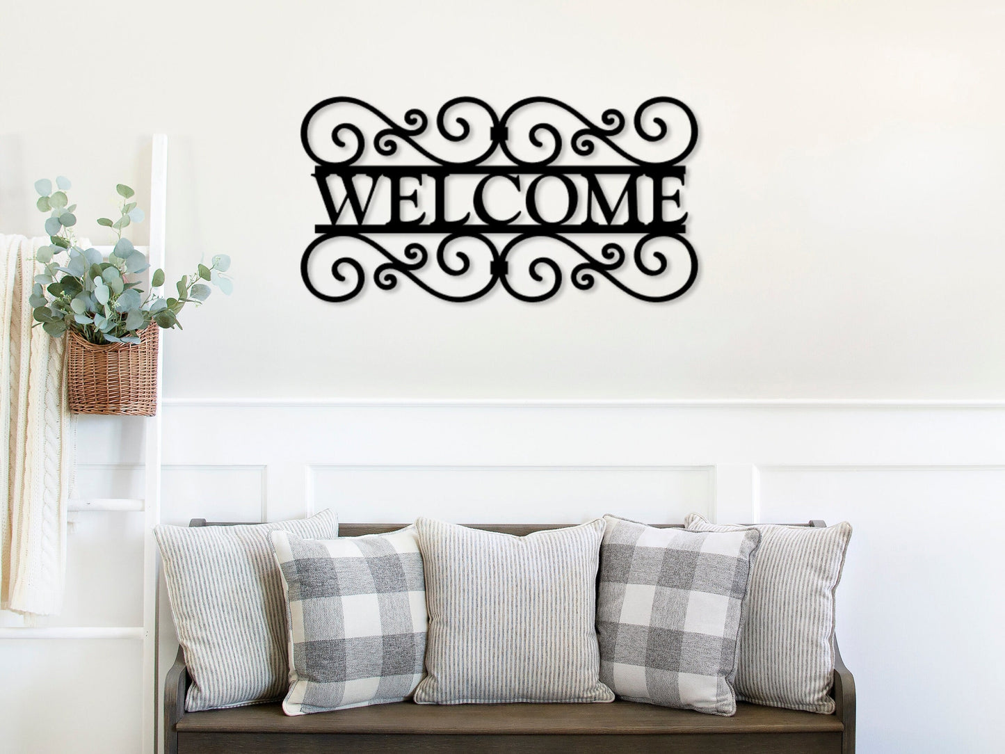Metal Scroll Welcome Sign, Welcome Metal Wall Decor, Scroll Welcome Sign, Entryway decor, Metal Sign, Porch Sign, Welcome Words