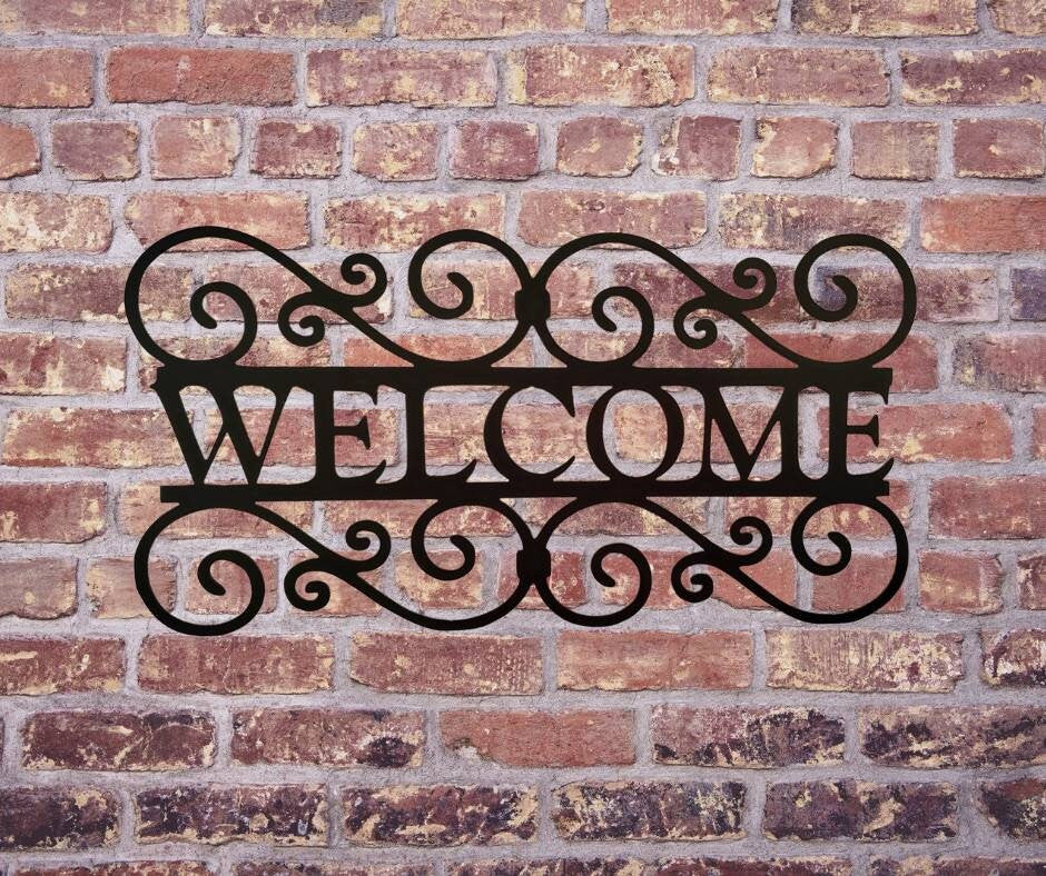 Metal Scroll Welcome Sign, Welcome Metal Wall Decor, Scroll Welcome Sign, Entryway decor, Metal Sign, Porch Sign, Welcome Words