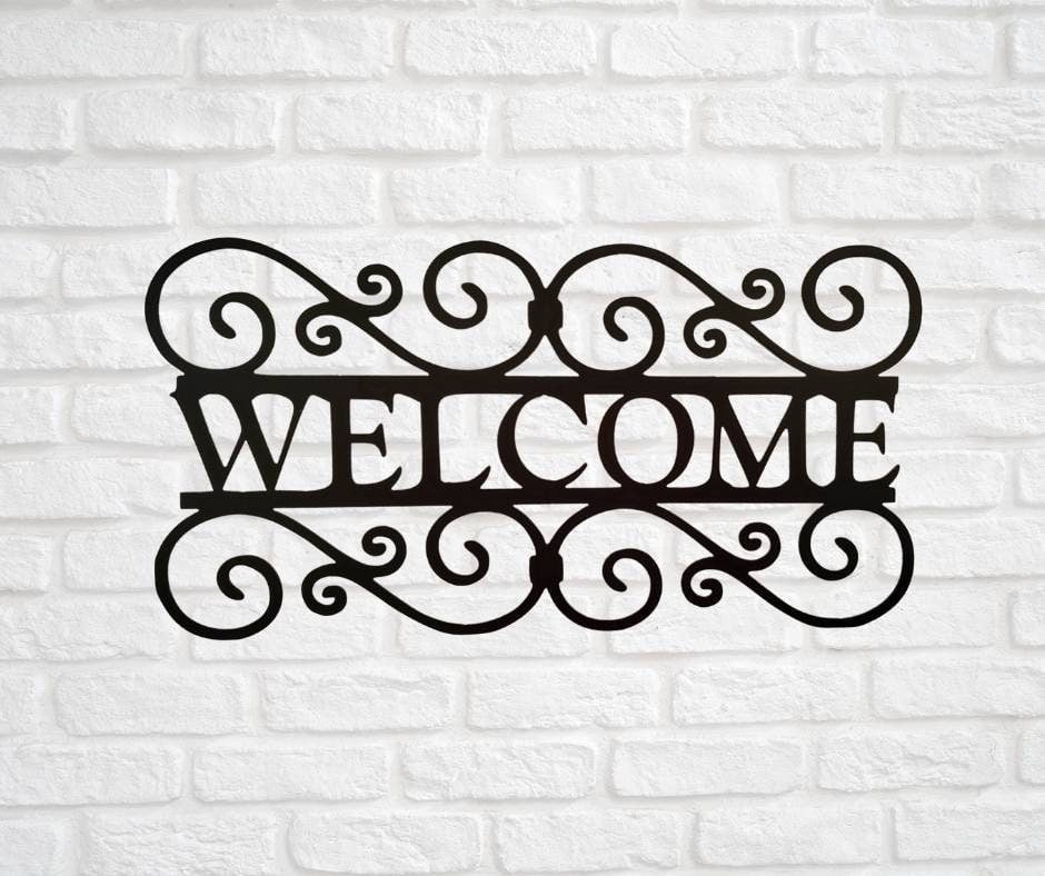 Metal Scroll Welcome Sign, Welcome Metal Wall Decor, Scroll Welcome Sign, Entryway decor, Metal Sign, Porch Sign, Welcome Words