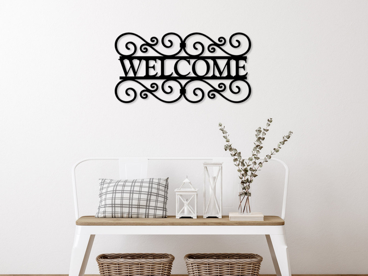 Metal Scroll Welcome Sign, Welcome Metal Wall Decor, Scroll Welcome Sign, Entryway decor, Metal Sign, Porch Sign, Welcome Words
