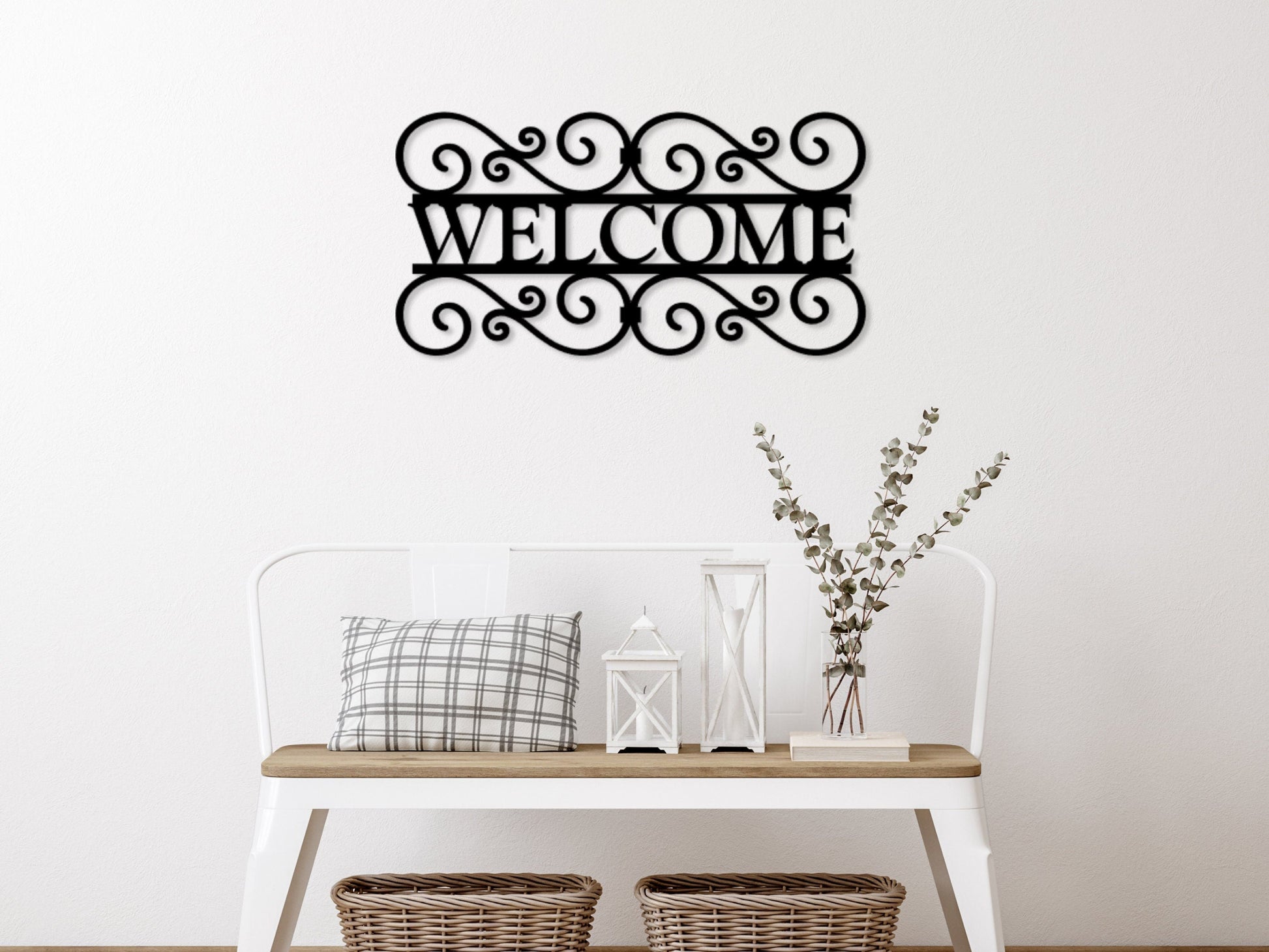 Metal Scroll Welcome Sign, Welcome Metal Wall Decor, Scroll Welcome Sign, Entryway decor, Metal Sign, Porch Sign, Welcome Words