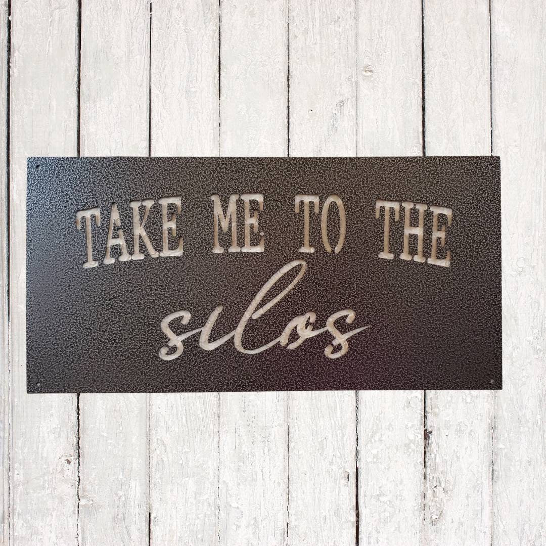 Take Me To The Silos Metal Wall Decor, Take Me To The Silos Signs, Farmhouse Decor, Living Room Decor, Entryway Decor, Metal Signs