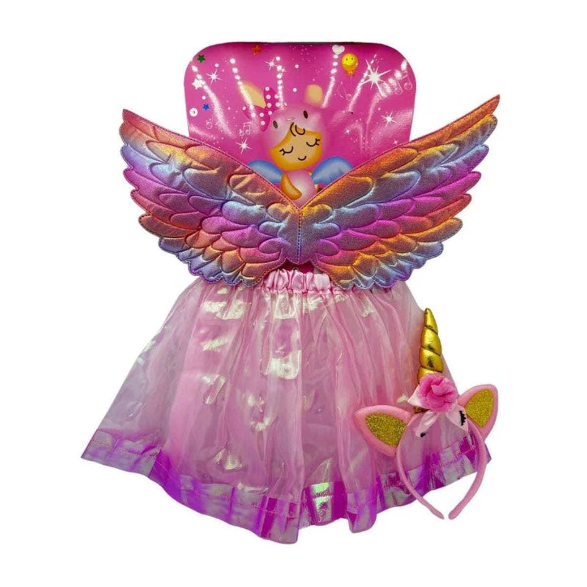DreamGlow Pink Unicorn Fairy Costume – فستان يونيكورن للبنات | Wings, Dress & Headband Set for Girls