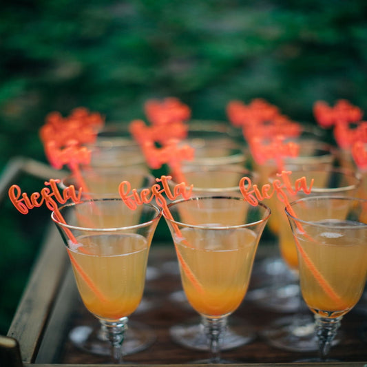 fiesta drink stirs, custom drink stirrers, drink stirrers, customizable drink stirrers, bar table decor, bar decorations, drink stirs