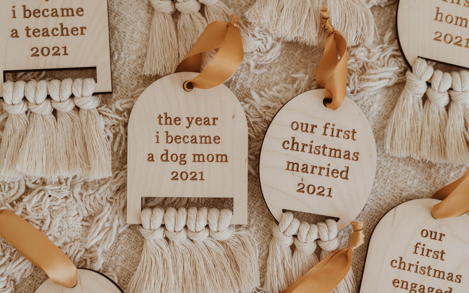 Baby's First Christmas Ornament, Baby's first christmas, first christmas ornament, macrame christmas ornament, engraved wooden ornament