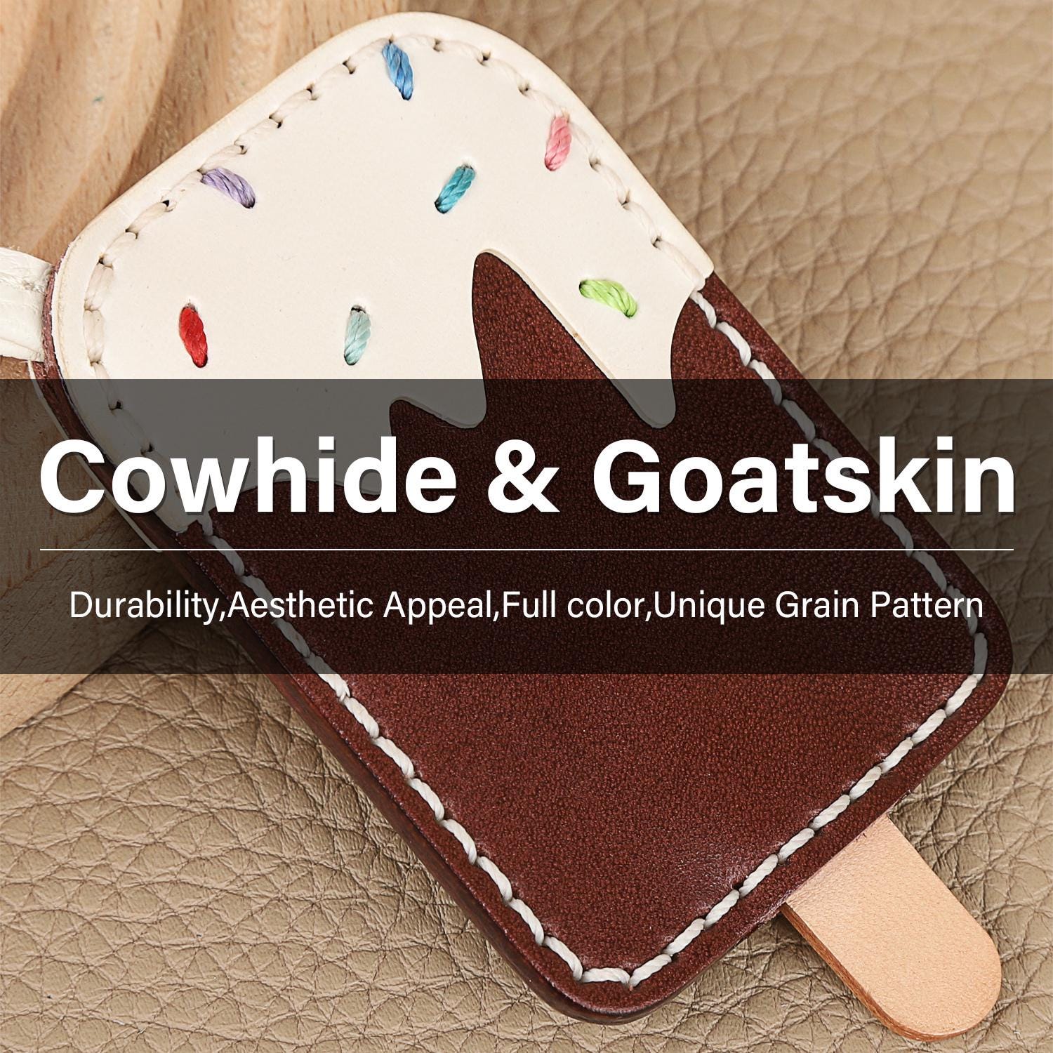 Bag Charms Ice Cream Keychain Leather Handmade Genuine Goatskin Birthday Christmas Gifts For Her/Him/Friends/colleagues