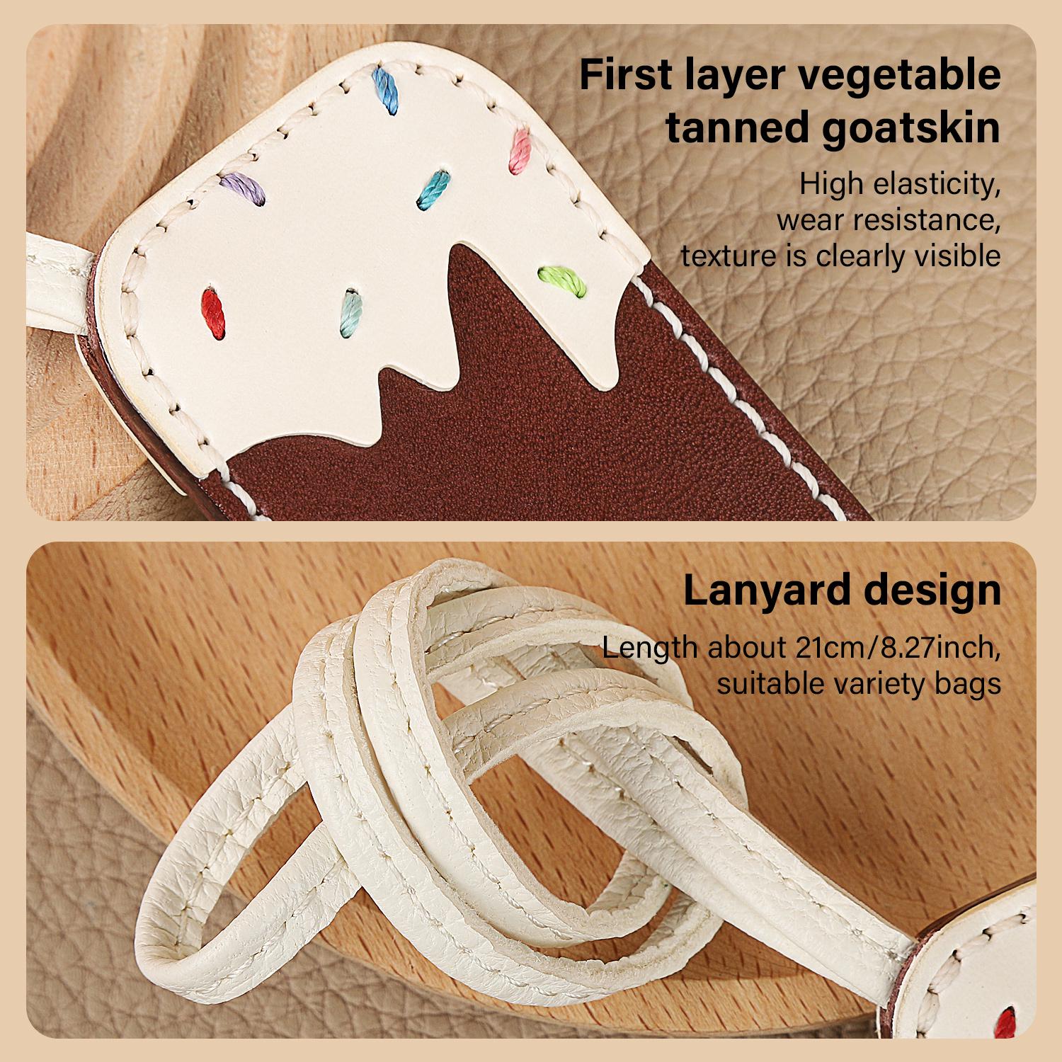 Bag Charms Ice Cream Keychain Leather Handmade Genuine Goatskin Birthday Christmas Gifts For Her/Him/Friends/colleagues