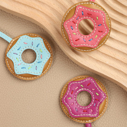 Bag Charms Donut Bag Pendant Keychain Leather Purse Handmade Genuine Goatskin Birthday Christmas Gifts For Her/Him/Friends/colleagues