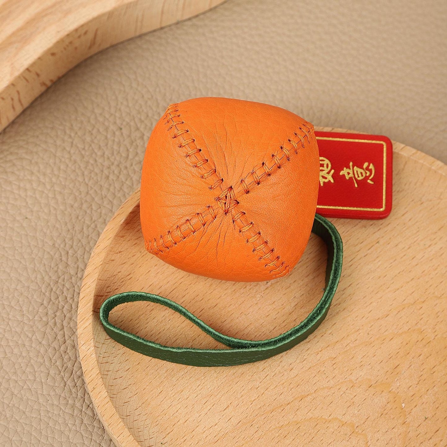 Bag Charm Persimmon Genuine Leather Orange Fruit Pendant Goatskin Handmade Keychain Purse Charms Handbags Birthday Gift For Her