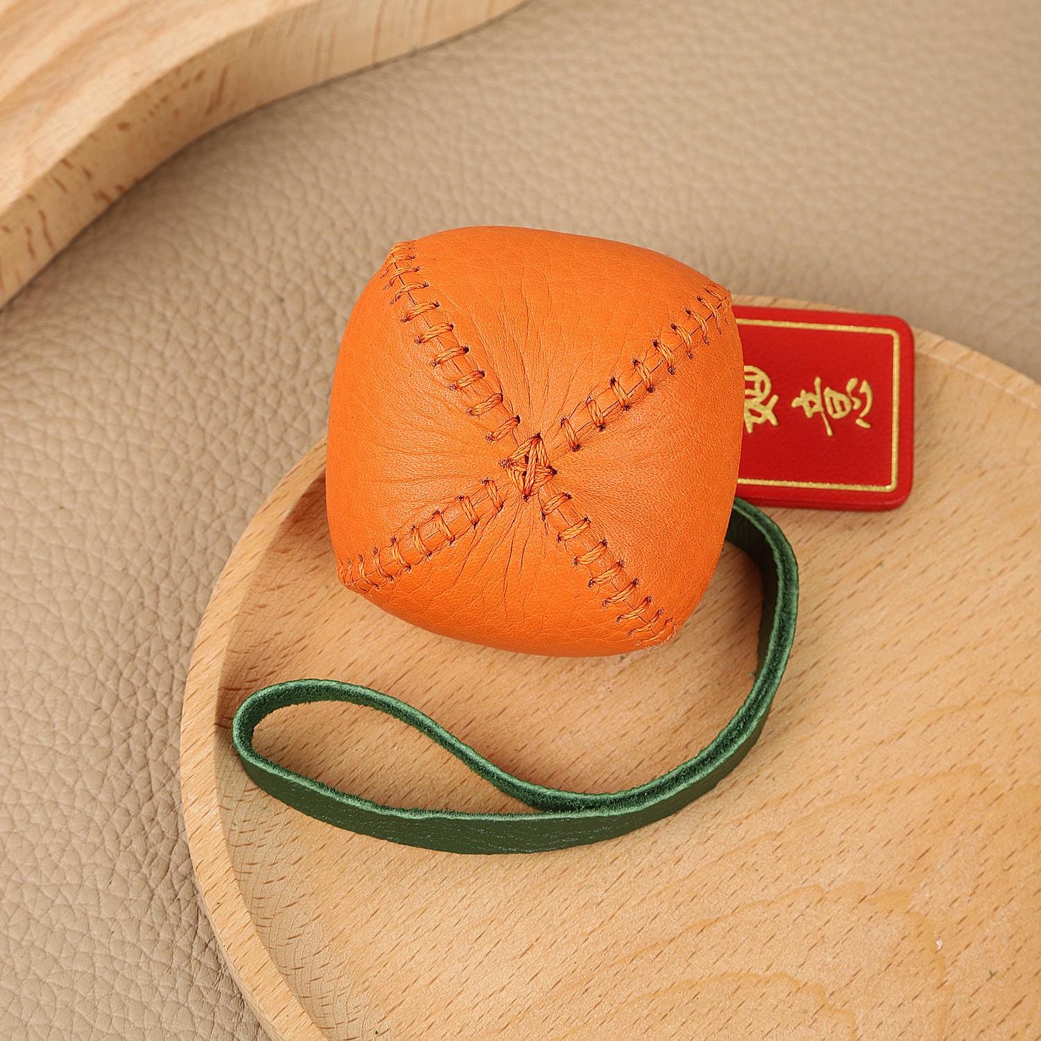 Bag Charm Persimmon Genuine Leather Orange Fruit Pendant Goatskin Handmade Keychain Purse Charms Handbags Birthday Gift For Her