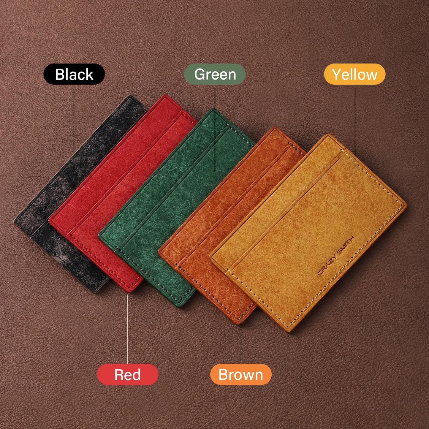 Genuine Leather Card Holder Wallets Coin Purse credit card case Business ID Cards Storage Wallet Gift for Men's or Women's Handmade