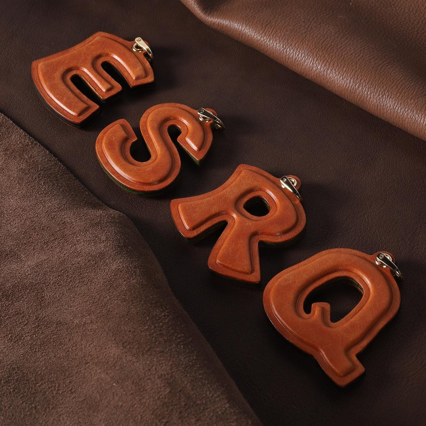 Genuine Leather Bag Charm Initial Keyring Alphabet Pendant Name Letter Keychain Car Hanging Accessories Handcrafted Gifts For Her/Him A-Z