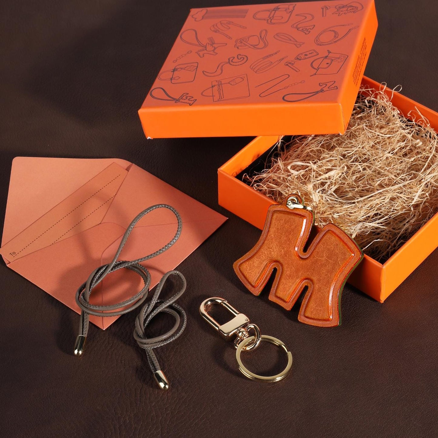 Genuine Leather Bag Charm Initial Keyring Alphabet Pendant Name Letter Keychain Car Hanging Accessories Handcrafted Gifts For Her/Him A-Z