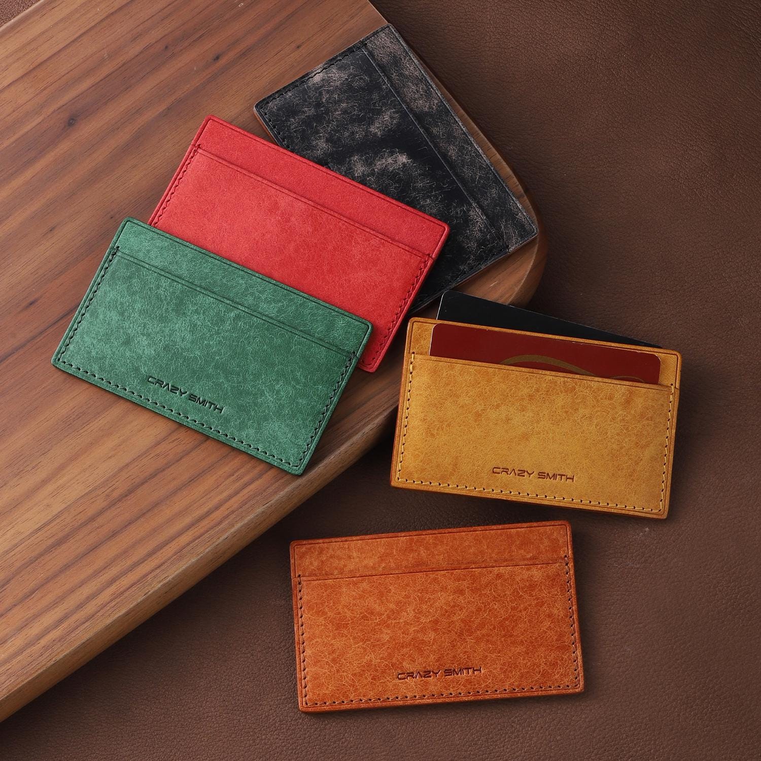 Genuine Leather Card Holder Wallets Coin Purse credit card case Business ID Cards Storage Wallet Gift for Men's or Women's Handmade