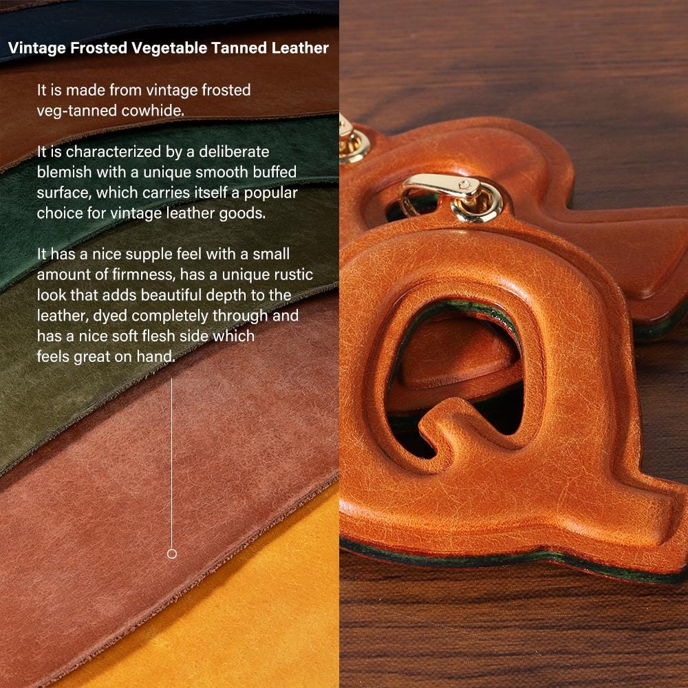 Genuine Leather Bag Charm Initial Keyring Alphabet Pendant Name Letter Keychain Car Hanging Accessories Handcrafted Gifts For Her/Him A-Z