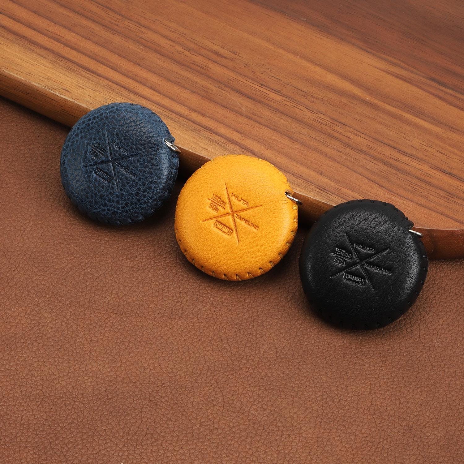 Handmade Tape Measure Mini Soft Measuring Tape for Body Measurements Sewing Multi Color with Locking and Retractable Mbox Leather