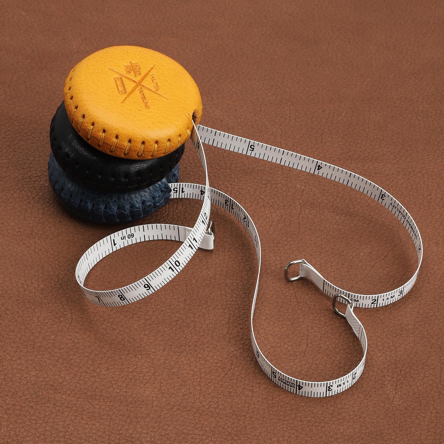 Handmade Tape Measure Mini Soft Measuring Tape for Body Measurements Sewing Multi Color with Locking and Retractable Mbox Leather