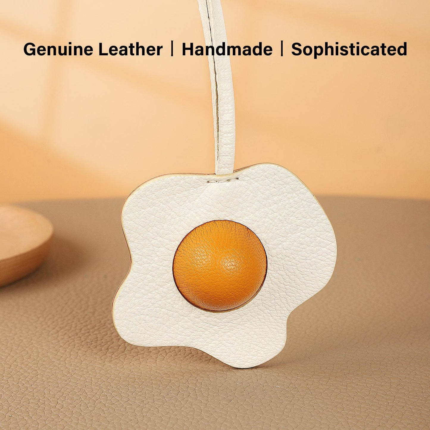 Bag Charms Sun Egg Purse Charms Leather Keychain Handmade Genuine Birthday  Christmas Gifts For Her/Him/Friends/colleagues