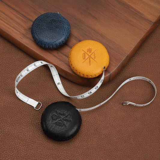 Handmade Tape Measure Mini Soft Measuring Tape for Body Measurements Sewing Multi Color with Locking and Retractable Mbox Leather