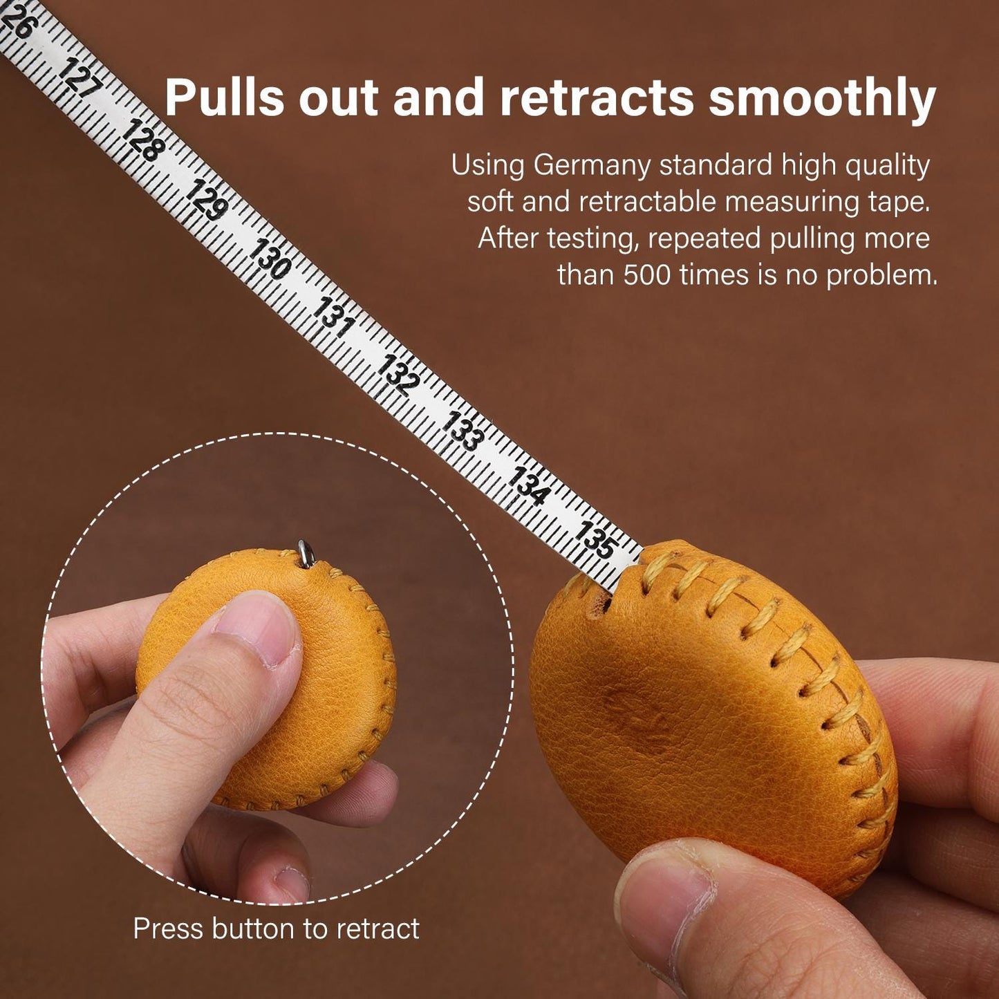 Handmade Tape Measure Mini Soft Measuring Tape for Body Measurements Sewing Multi Color with Locking and Retractable Mbox Leather