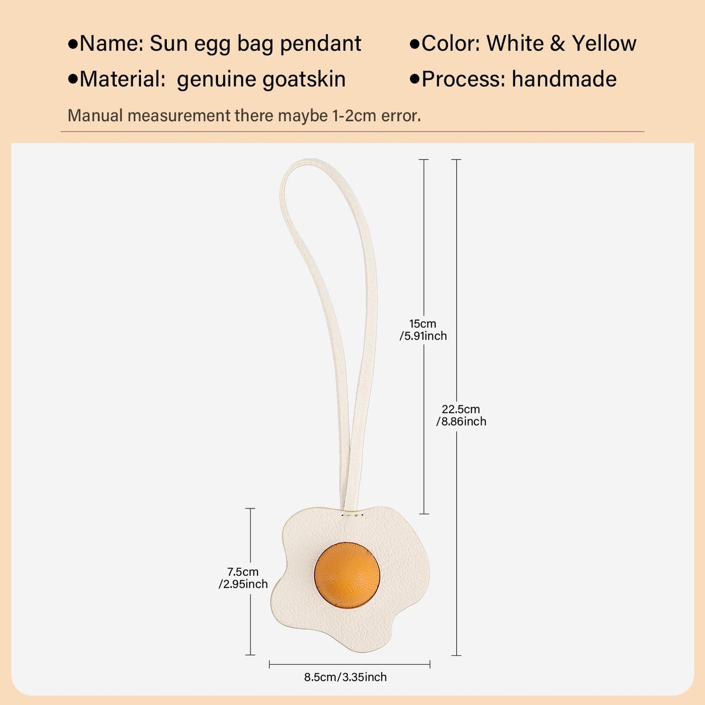 Bag Charms Sun Egg Purse Charms Leather Keychain Handmade Genuine Birthday  Christmas Gifts For Her/Him/Friends/colleagues