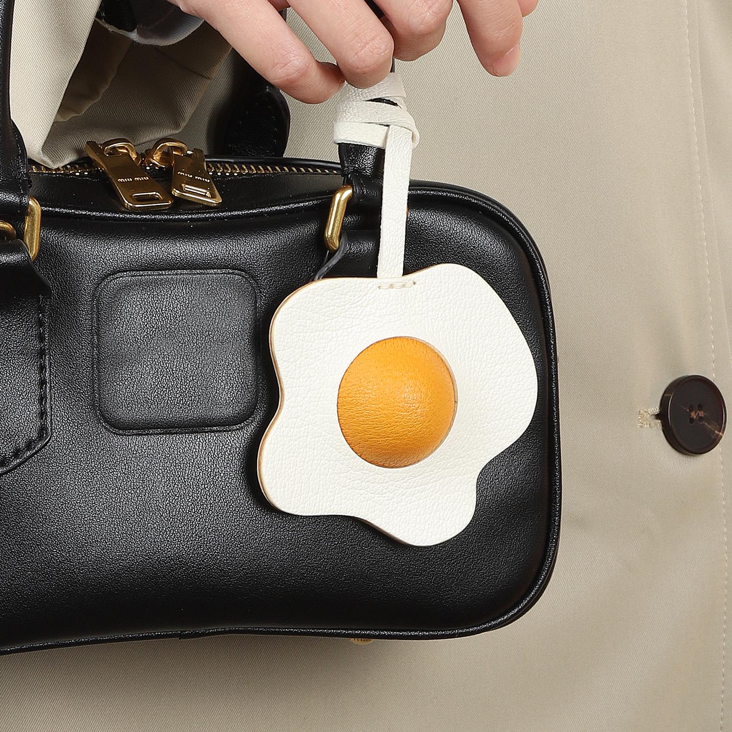 Bag Charms Sun Egg Purse Charms Leather Keychain Handmade Genuine Birthday  Christmas Gifts For Her/Him/Friends/colleagues