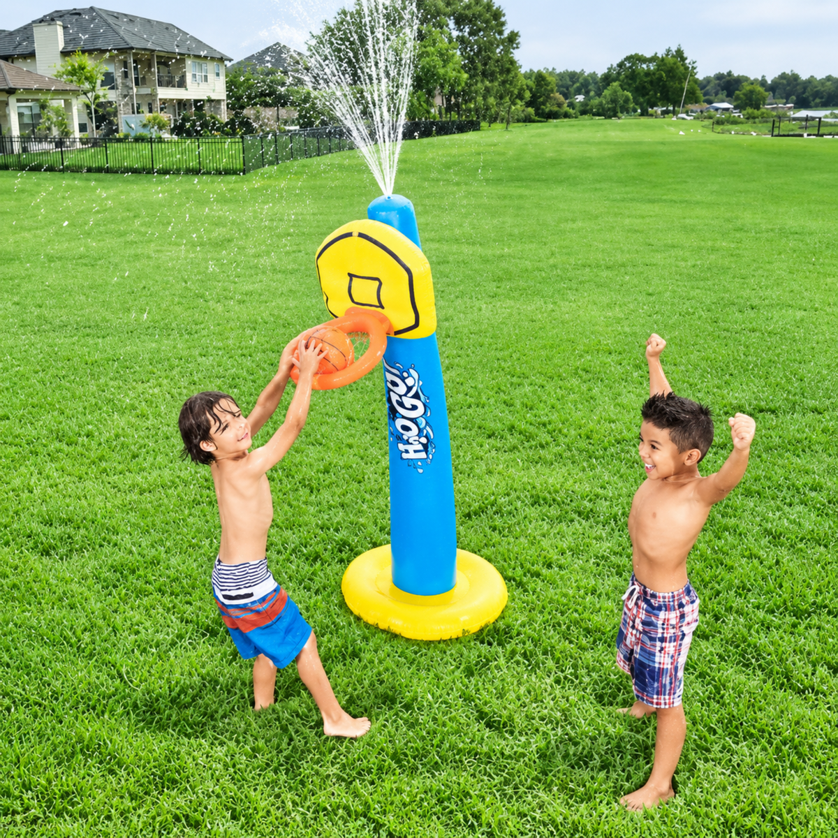 Bestway H2O GO! Basketball Hoop & Sprinkler Set – حلقة كرة سلة مع رشاش مياه | Outdoor Water Play for Kids 3+