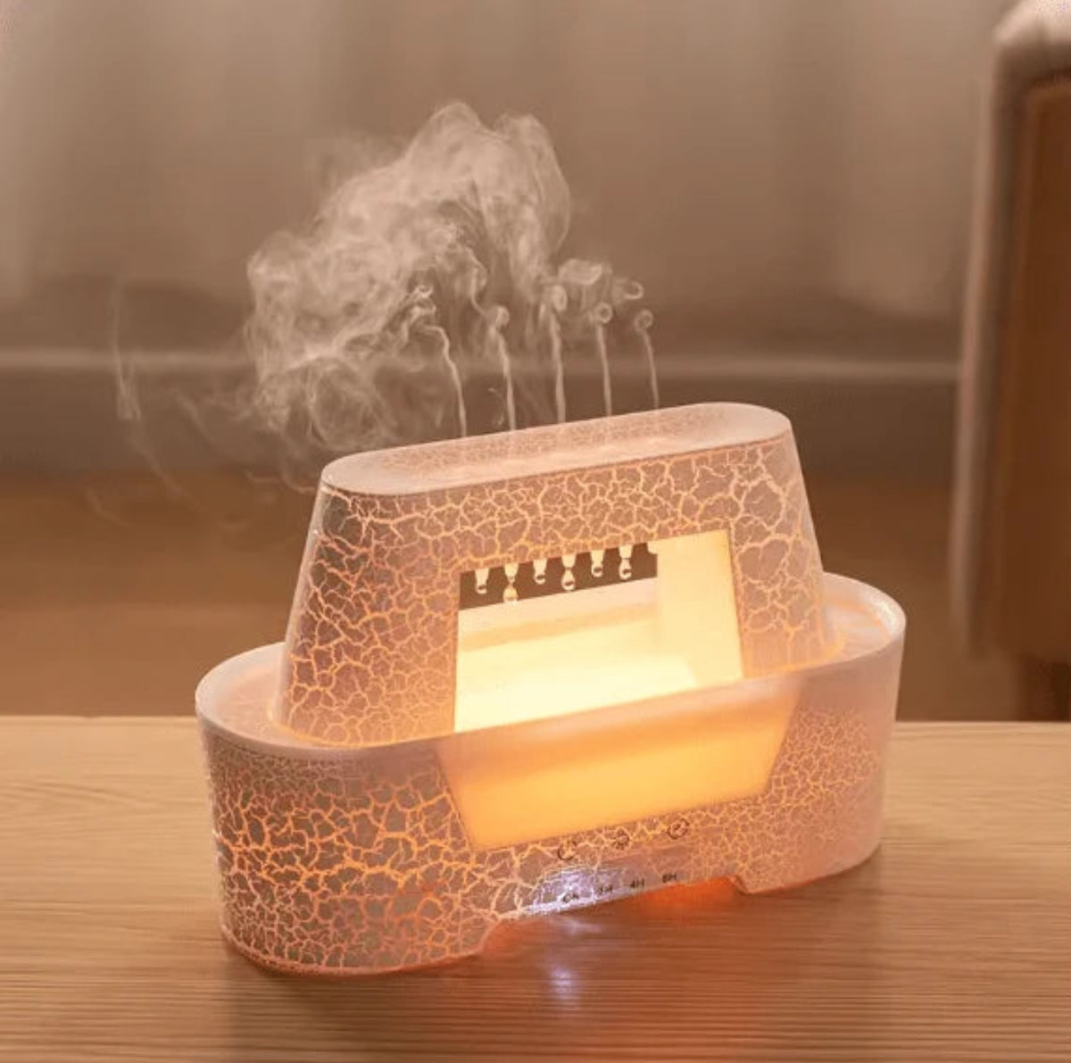 Raindrop Aroma Humidifier – مرطب هواء بتأثير المطر | LED Flame Light & Remote Control Diffuser