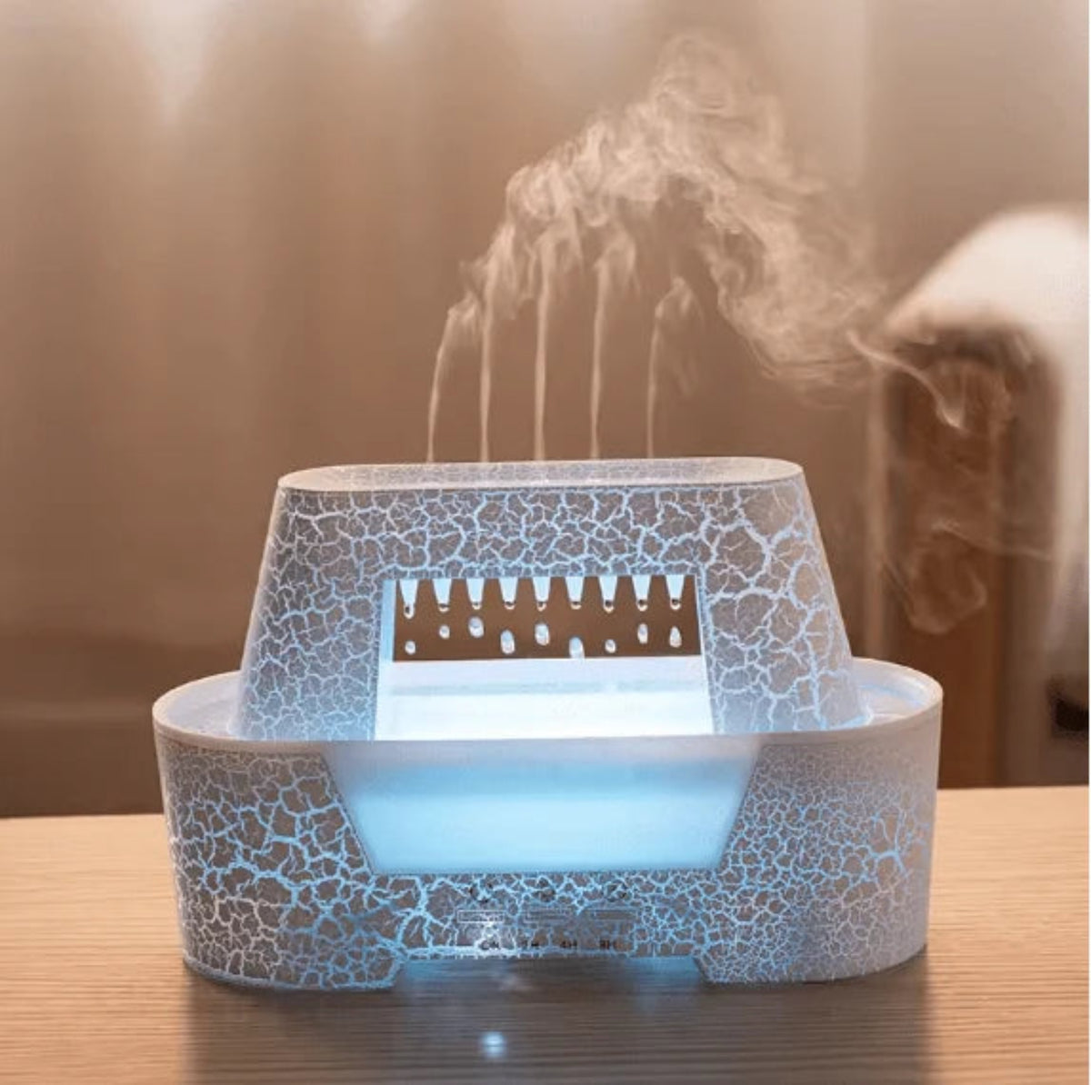 Raindrop Aroma Humidifier – مرطب هواء بتأثير المطر | LED Flame Light & Remote Control Diffuser