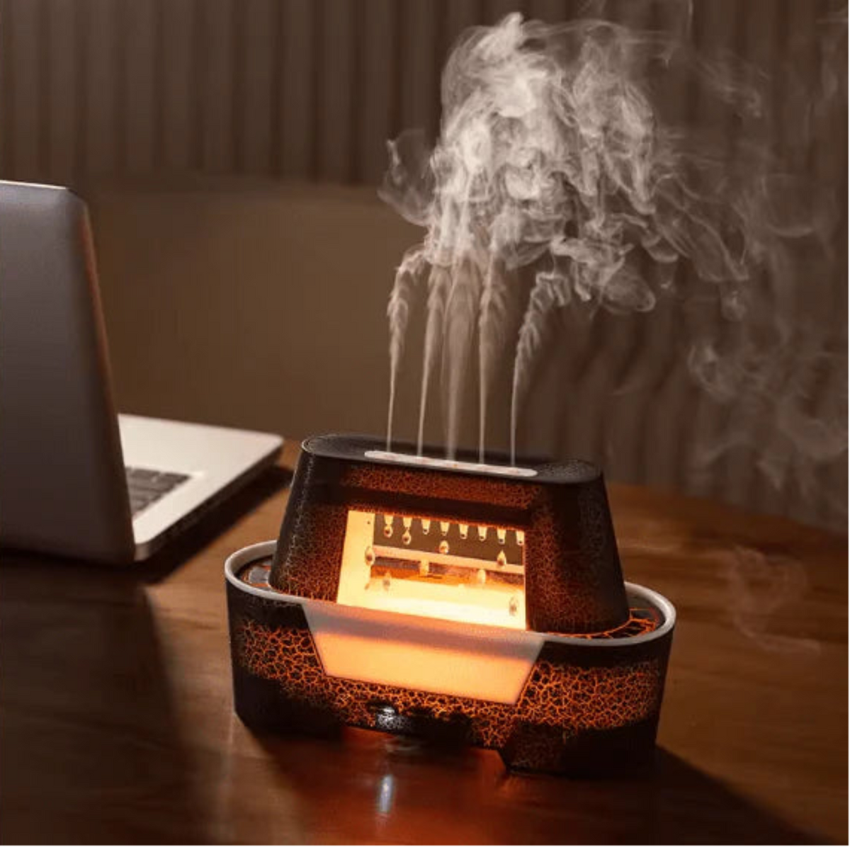 Raindrop Aroma Humidifier – مرطب هواء بتأثير المطر | LED Flame Light & Remote Control Diffuser