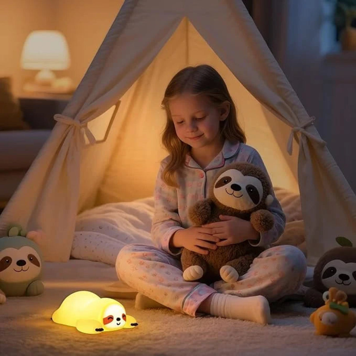 Sloth Night Light – مصباح ليلي كسلان للأطفال | Soft LED Bedside Lamp for Kids & Adults