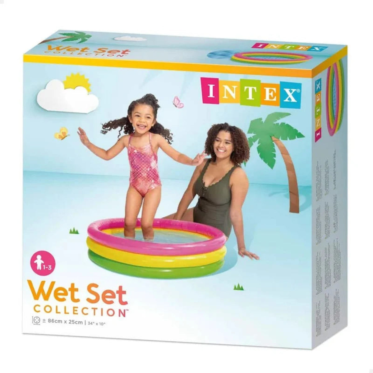Intex Wet Set Collection Inflatable Pool – مسبح أطفال قابل للنفخ | Rainbow Kiddie Pool for Ages 2+